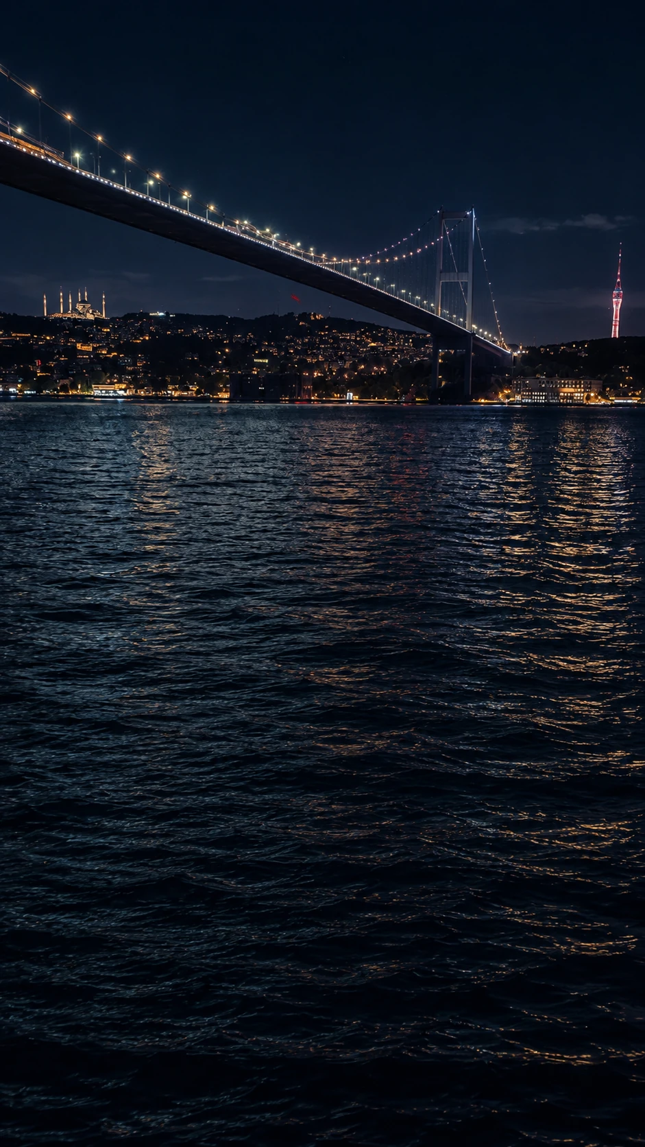 Gece ışıklarında İstanbul Boğazı